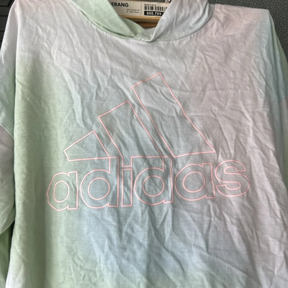 Girls Adidas tie die high low tee hoodie Sz Small 7/8 - Picture 2 of 9